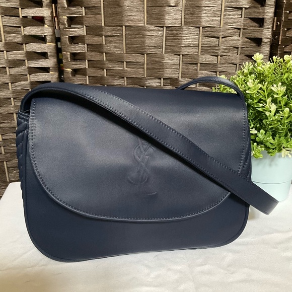 Yves Saint Laurent Vintage Nylon Quilted Crossbody/Shoulder Bag in Navy Blue - Picture 1 of 15